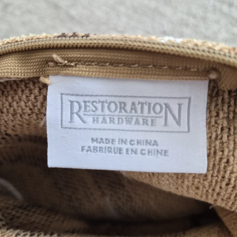 Restoration Hardware Striped Caramel Chocolqte Brown Pillow Cover